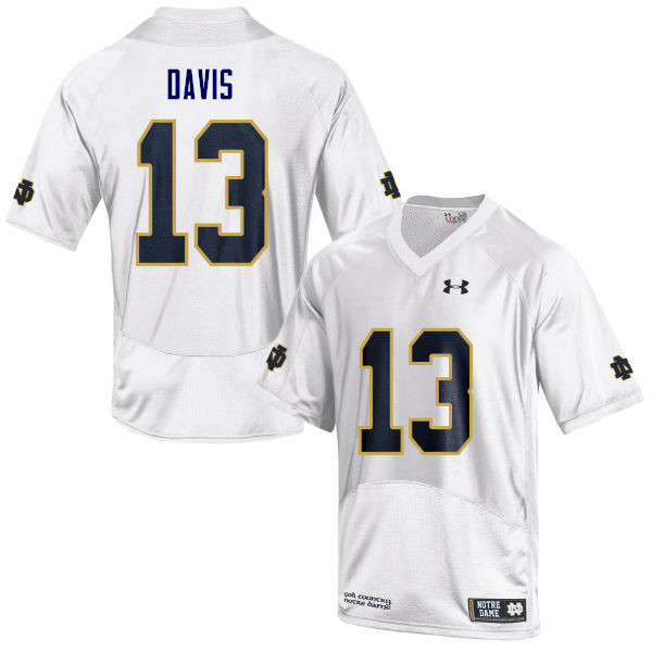 Men's NCAA Notre Dame Fighting Irish #13 Avery Davis Stitched College Under Armour Authentic White Football Jersey PE10Y71NQ